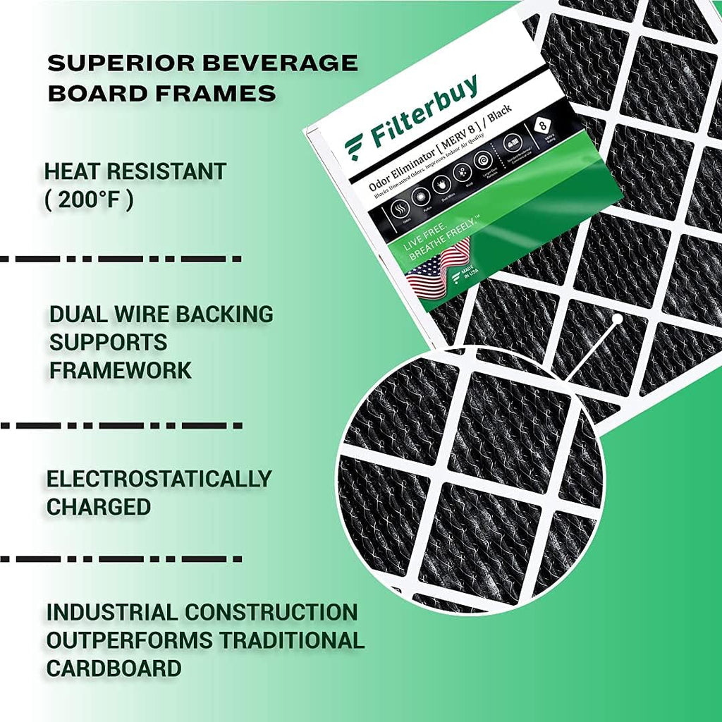 24x24x1 MERV 8 Pleated HVAC AC Furnace Air Filter with Activated Carbon (4-Pack, Black) Q519899