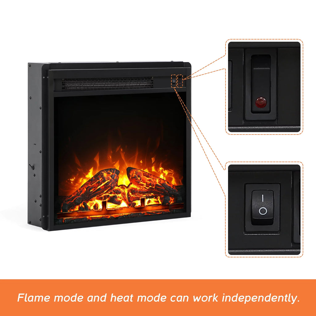 Black 70 inch Wood Fireplace TV Stand with 4 Storage J830927
