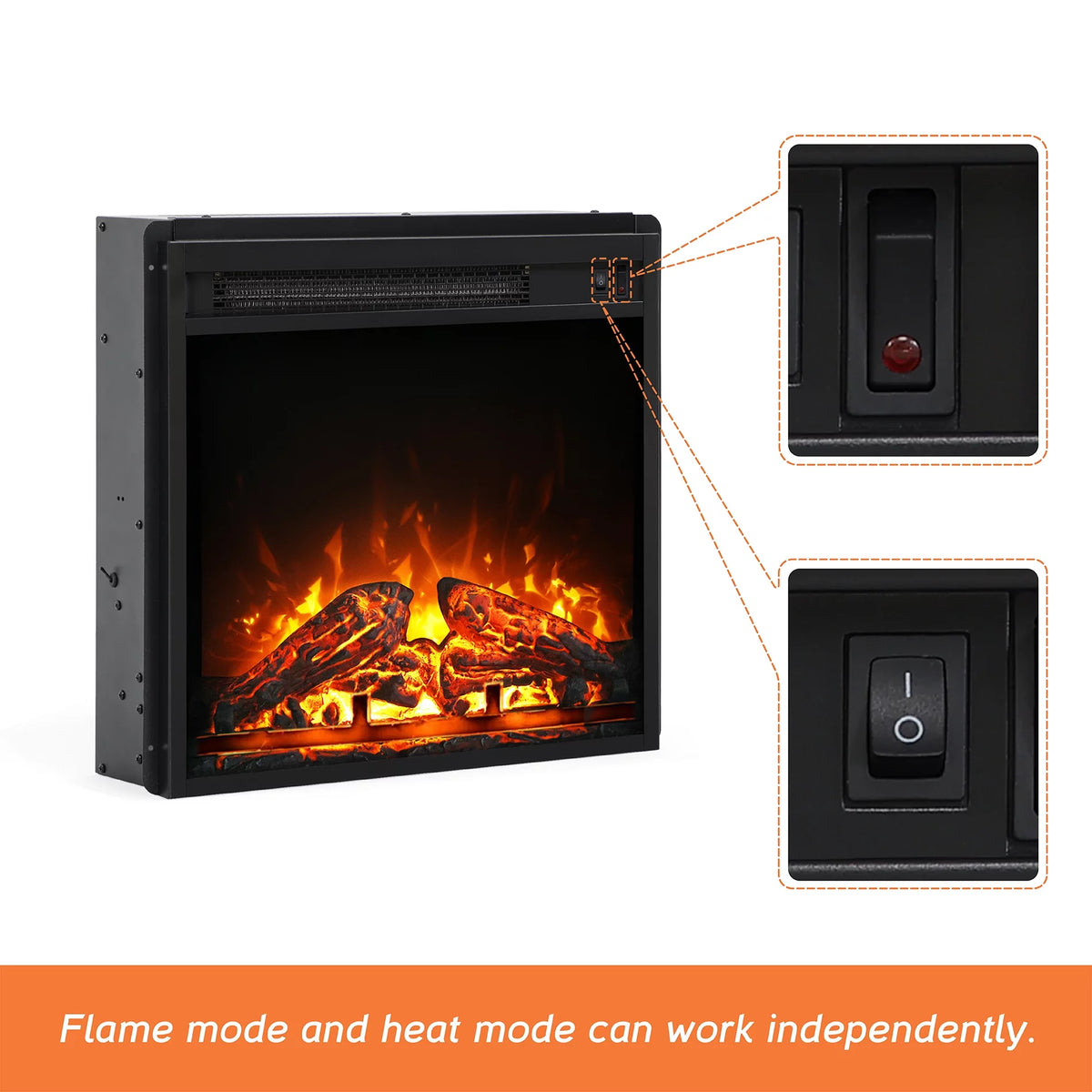 Black 70 inch Wood Fireplace TV Stand with 4 Storage J830927