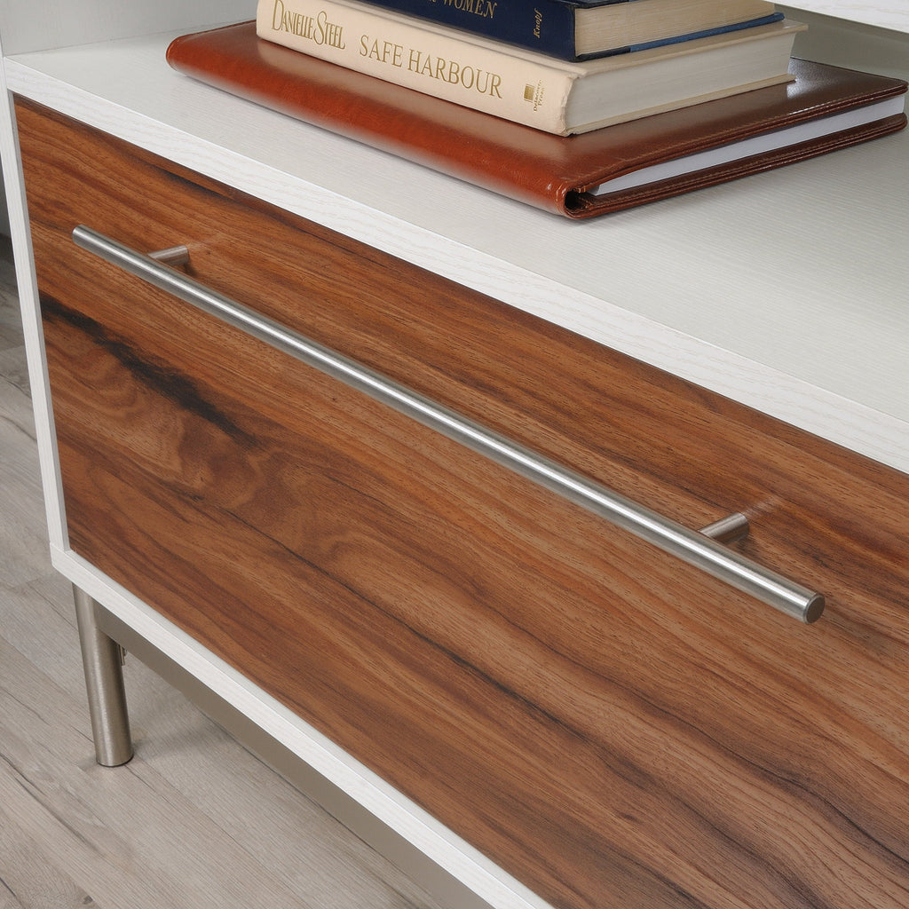 Pearl Oak Finish Lateral File Cabinet with Open Storage U23173