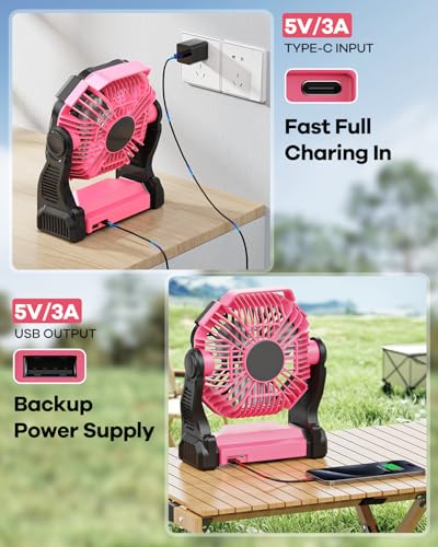 30000mAh Rechargeable Portable Camping Fan with LED Lantern I8835