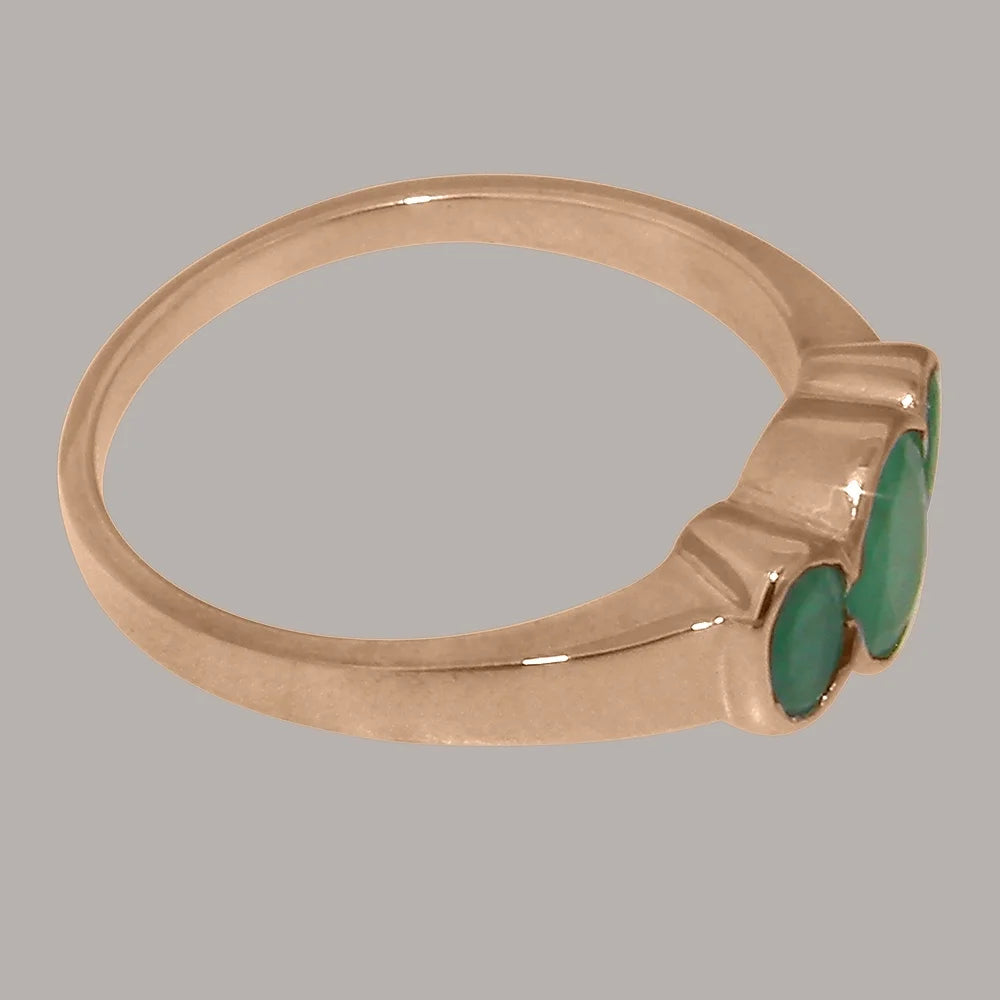 10k Rose Gold Natural Emerald Womens Ring B965