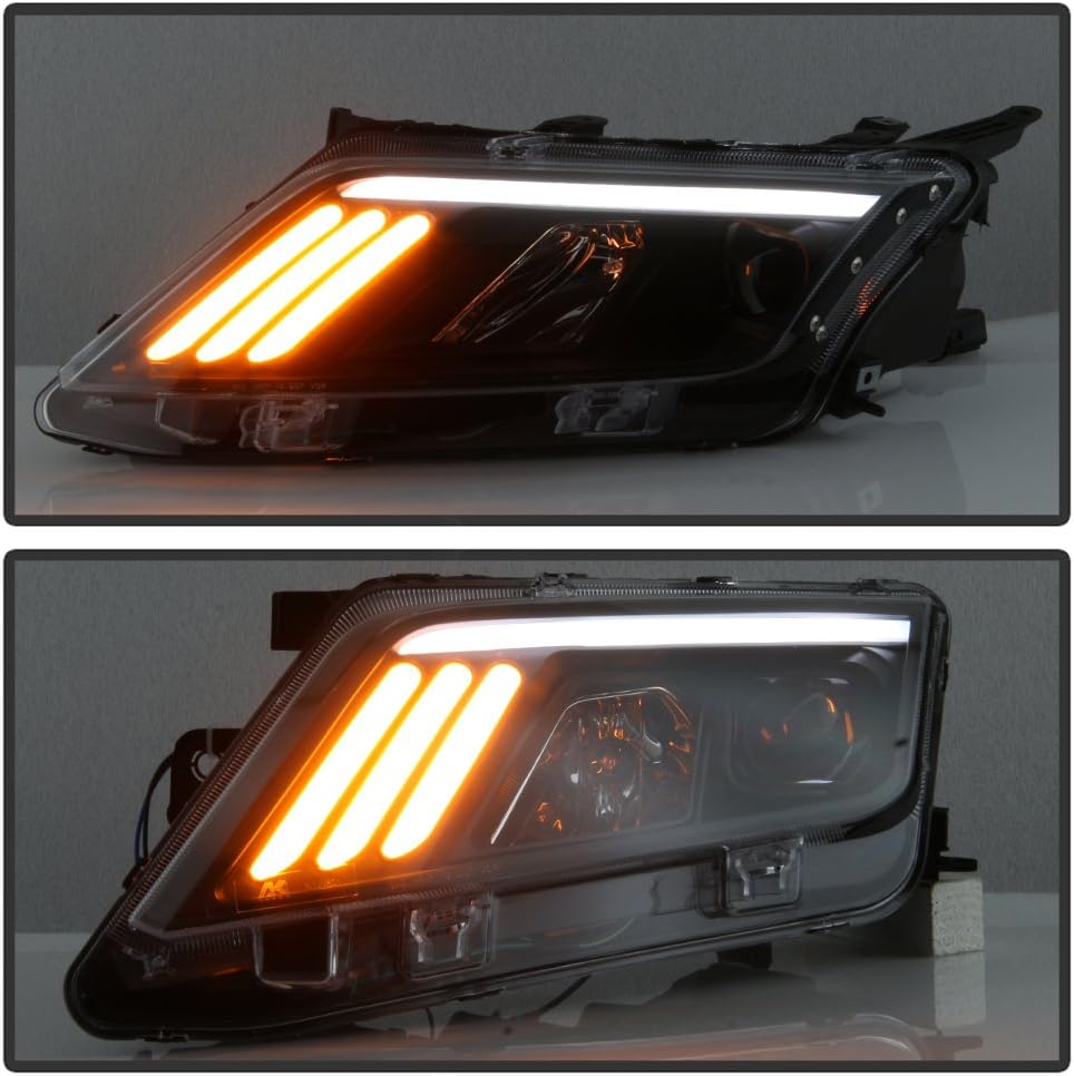 Black LED Projector Headlights Headlamps Left Right J7403