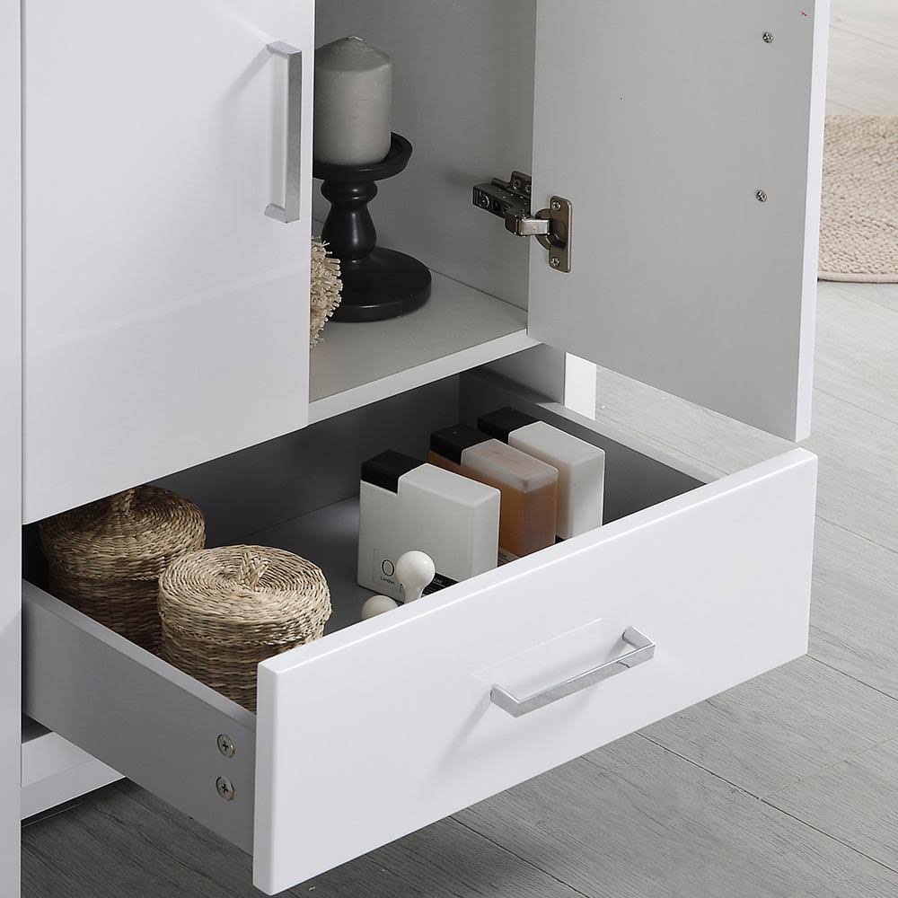 Glossy White Free Standing Bathroom Cabinet with Integrated Sink B18234