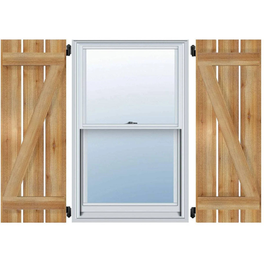 Board-n-Batten Shutters with Z-Bar, Rough Sawn Western Red Cedar O79372