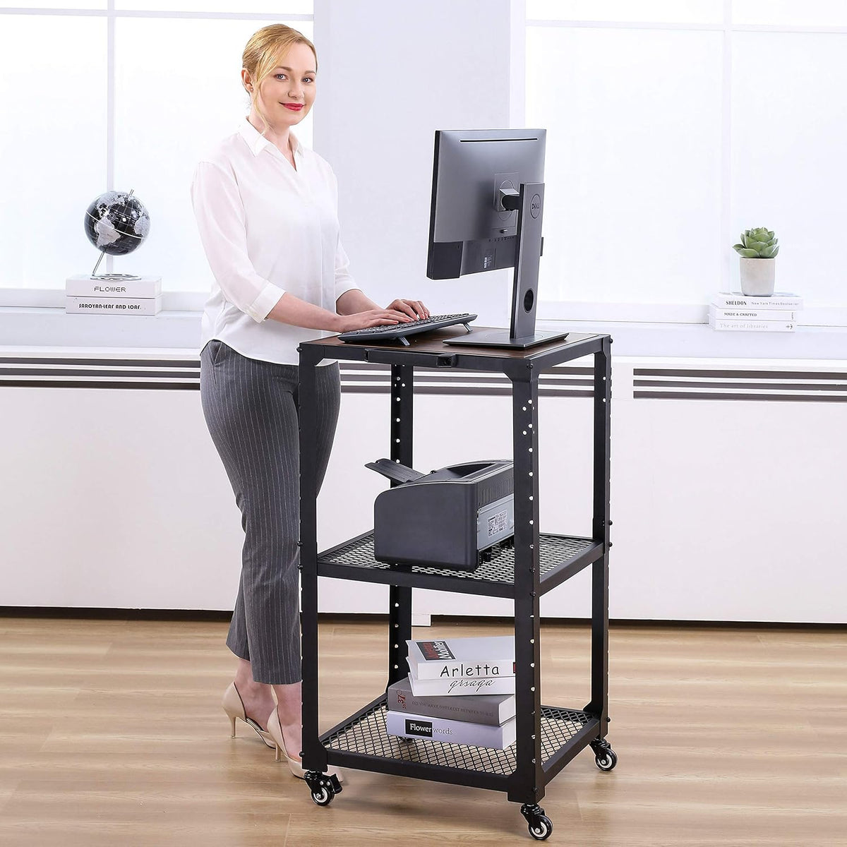 Metal Rolling Storage Cart with Adjustable Shelves E1345