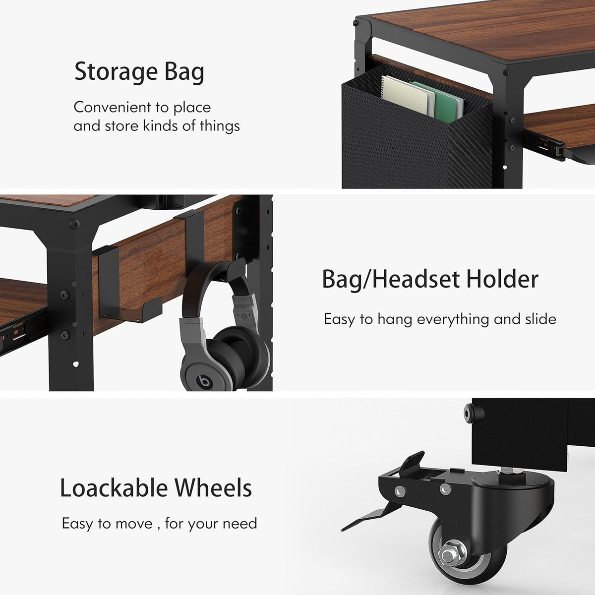 Metal Rolling Storage Cart with Adjustable Shelves E1345