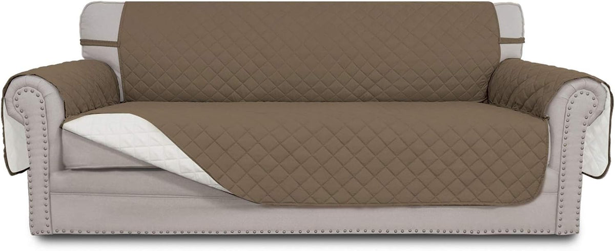 Light Gray Reversible Sofa Slipcover with Elastic Straps K5917