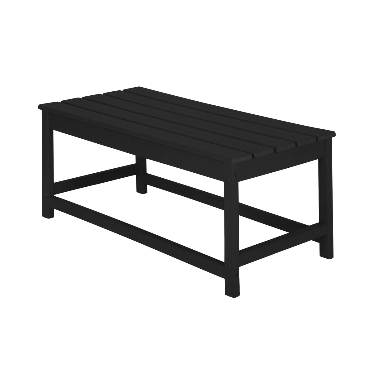 Black 3-Pieces Outdoor Patio Furniture Set Plastic Adirondack Chair Set of 2 with Coffee Table W8349