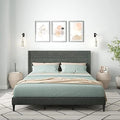 Gray King Upholstered Platform Bed Frame T88719