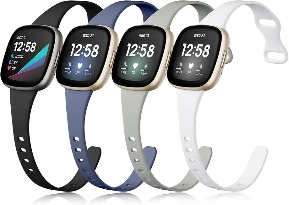 Compatible Fitbit Versa Bands Sport Slim Small Black White Bluegray Gray V47213