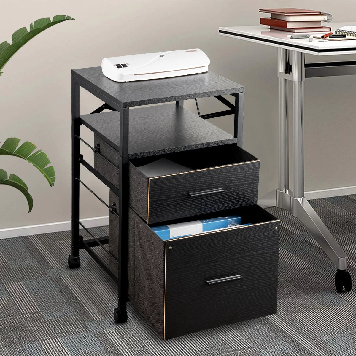 Black 2 Drawer File Cabinet J40454