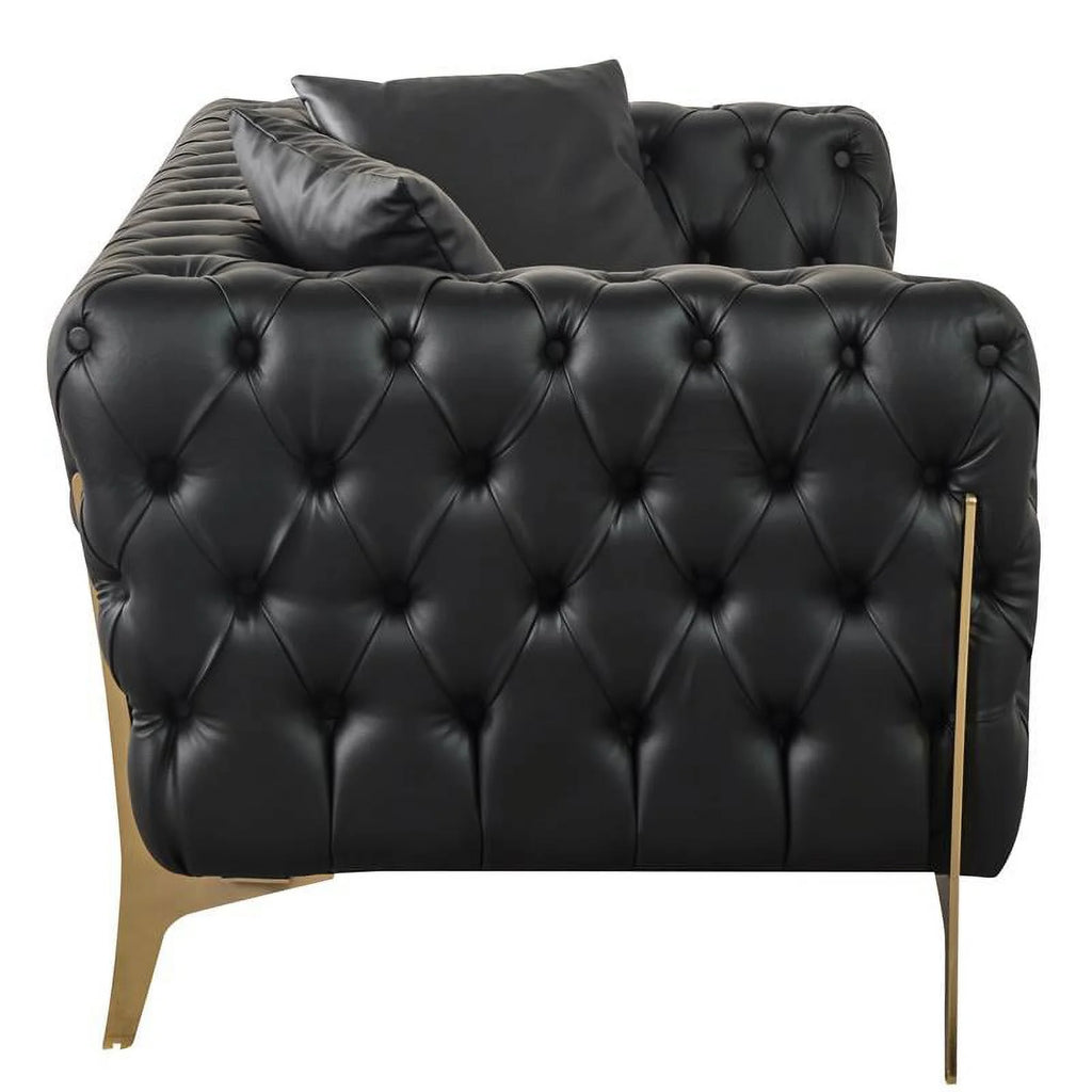 Black Vegan Leather Loveseat J879854