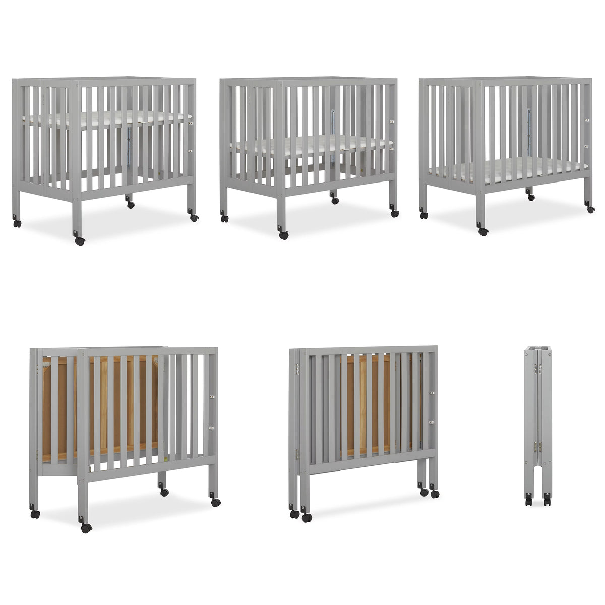 Pebble Grey Folding Crib V7402