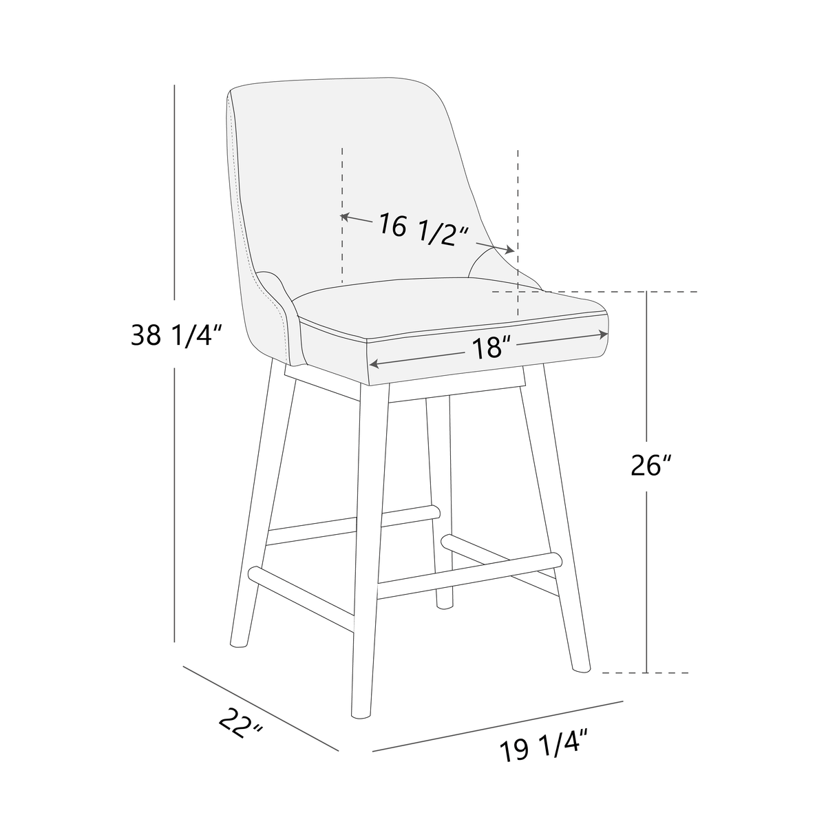 26 inch Swivel Upholstered Fabric Barstool T948