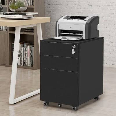 Black 3-Drawer Mobile Vertical Filing Cabinet V70933