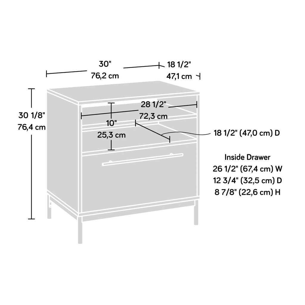Pearl Oak Finish Lateral File Cabinet with Open Storage U23173