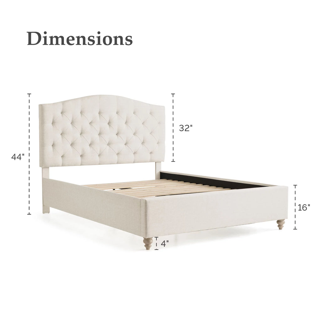 Upholstered Diamond Tufted Platform Bed, Twin, Oat Y31485