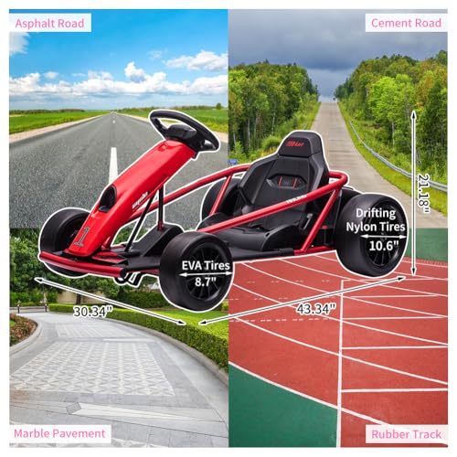 Electric Go Kart, 24V 2 x 300W 8MPH Drift Karts with Seat Belt A6051