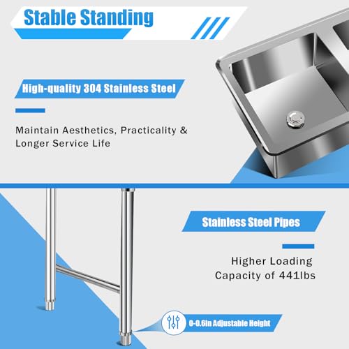 Stainless Steel 3 Compartment Free Standing Utility Sink O1387