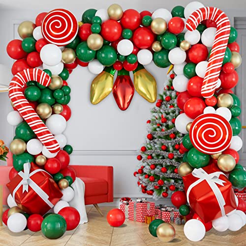 152Pcs Red White Green Gold Balloons Garland Kit O568631