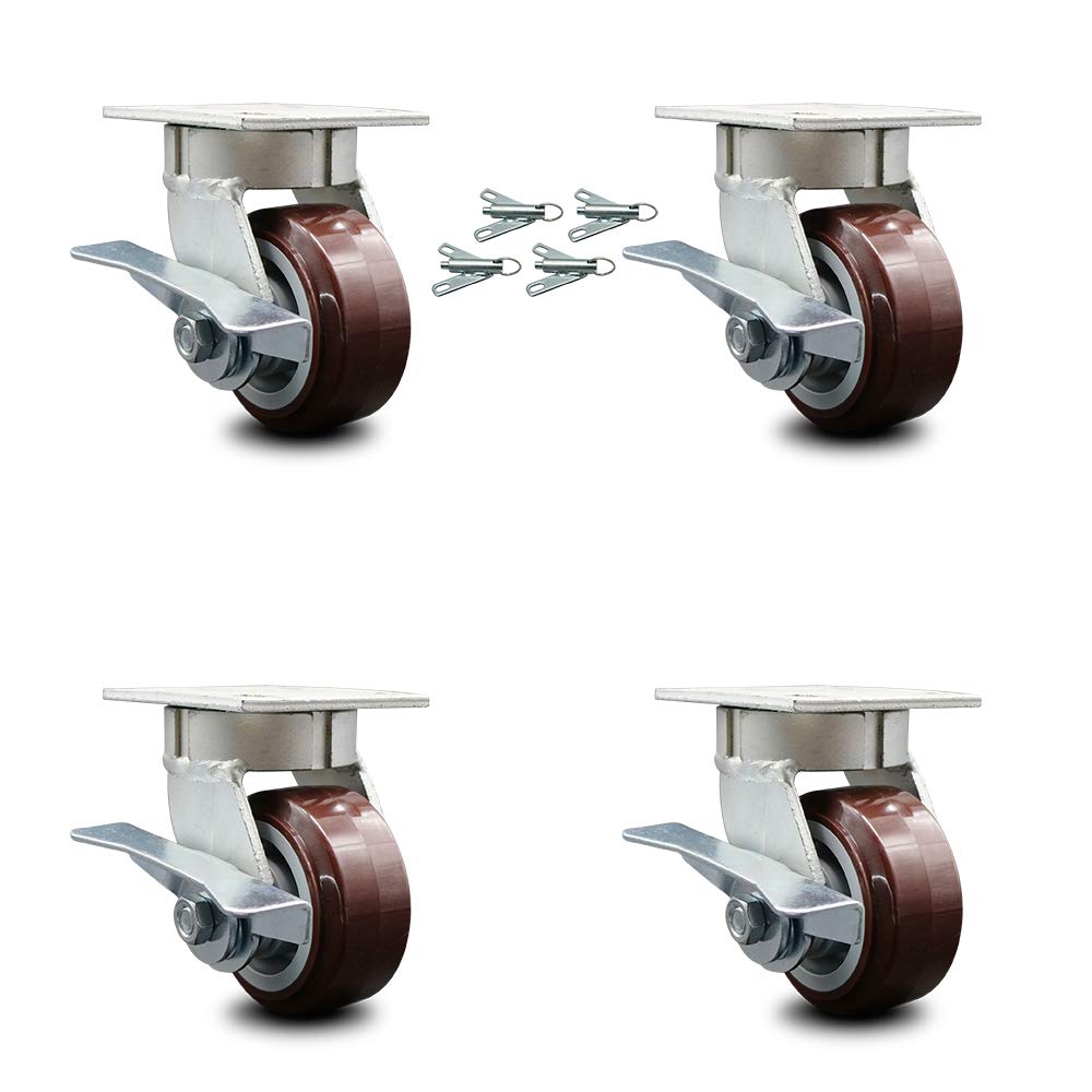 Swivel Top Plate Caster with 4 x 2 Maroon Wheel & Side Lock Brake Y317618
