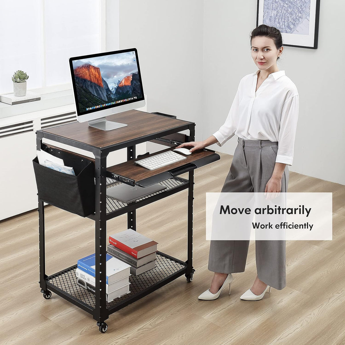 Metal Rolling Storage Cart with Adjustable Shelves E1345