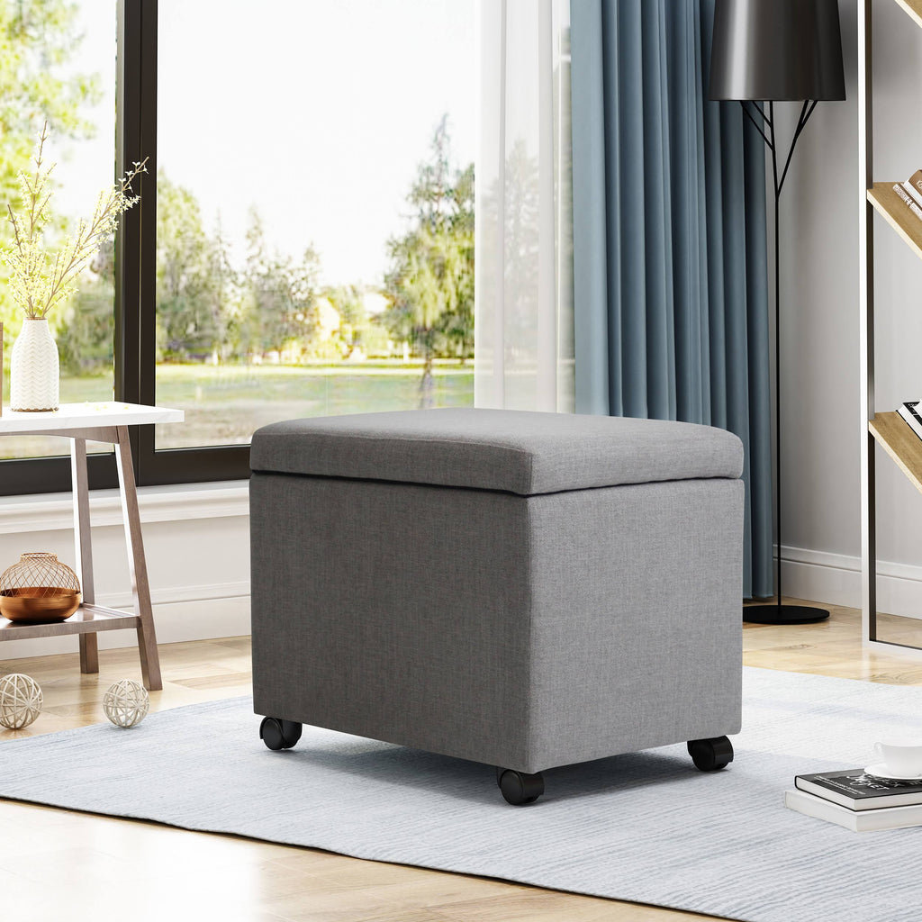 Blue Fabric File Storage Ottoman E634908