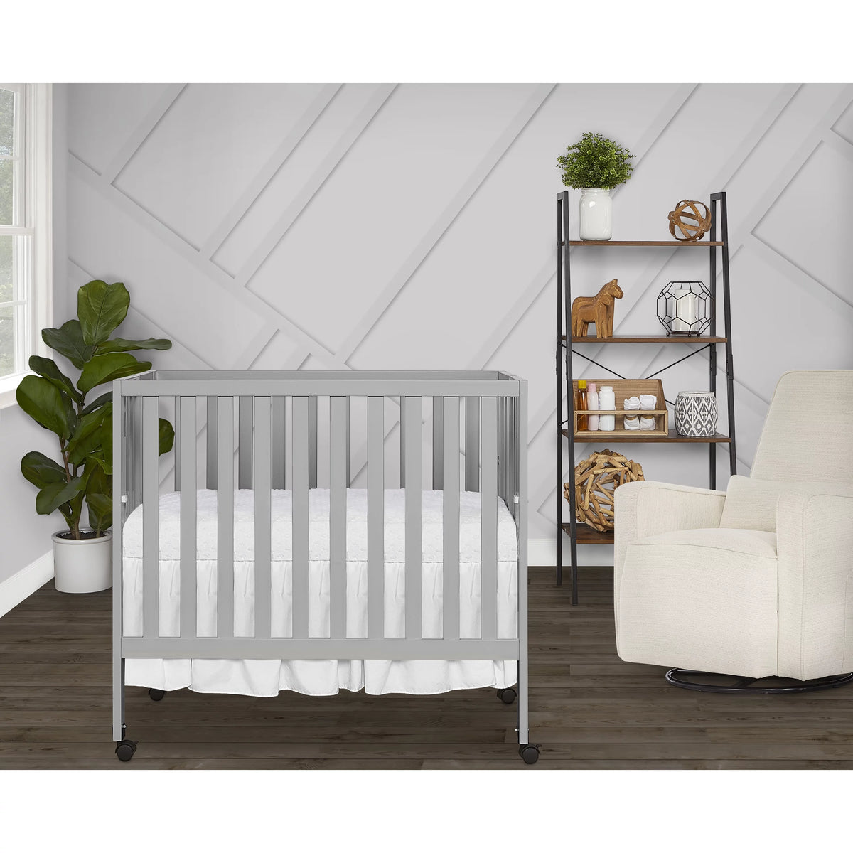 Pebble Grey Folding Crib V7402