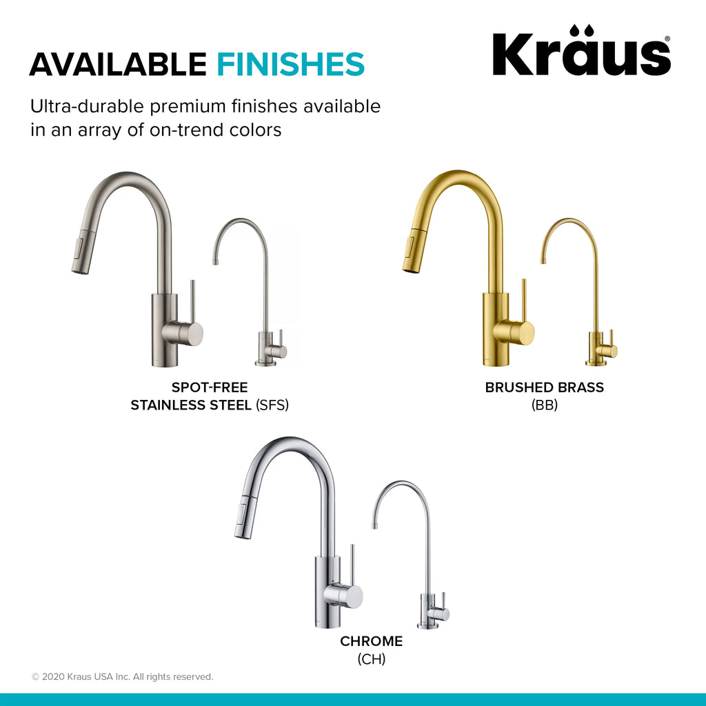 Pull-Down Kitchen Faucet and Water Filter Faucet Combo in Brushed Brass T840