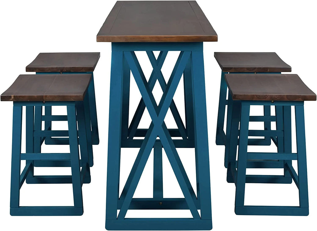 3 Piece Counter Height Table with Storage Cabinet Shelves and 2 Chairs Q18721