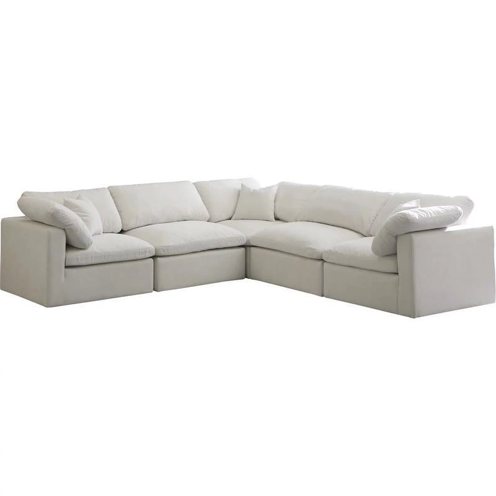 Cream Velvet Modular Sectional M77405