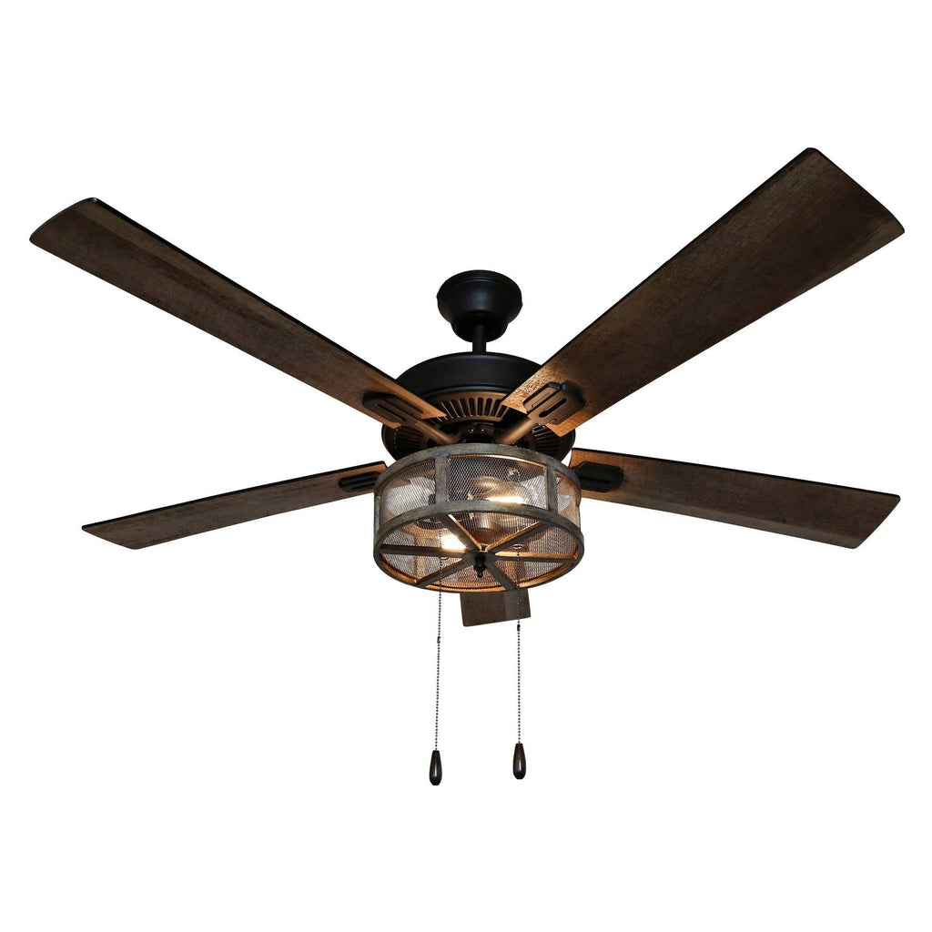 52x22 LED 5-Blade Woodgrain Caged Farmhouse Lighted Ceiling Fan Z762