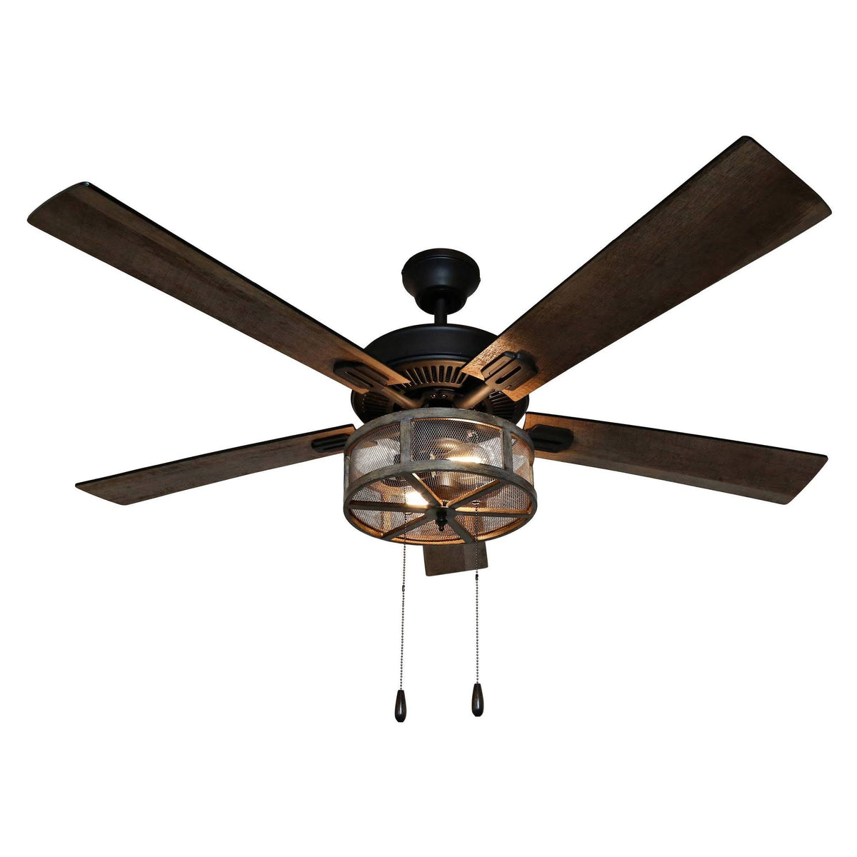 52x22 LED 5-Blade Woodgrain Caged Farmhouse Lighted Ceiling Fan Z762