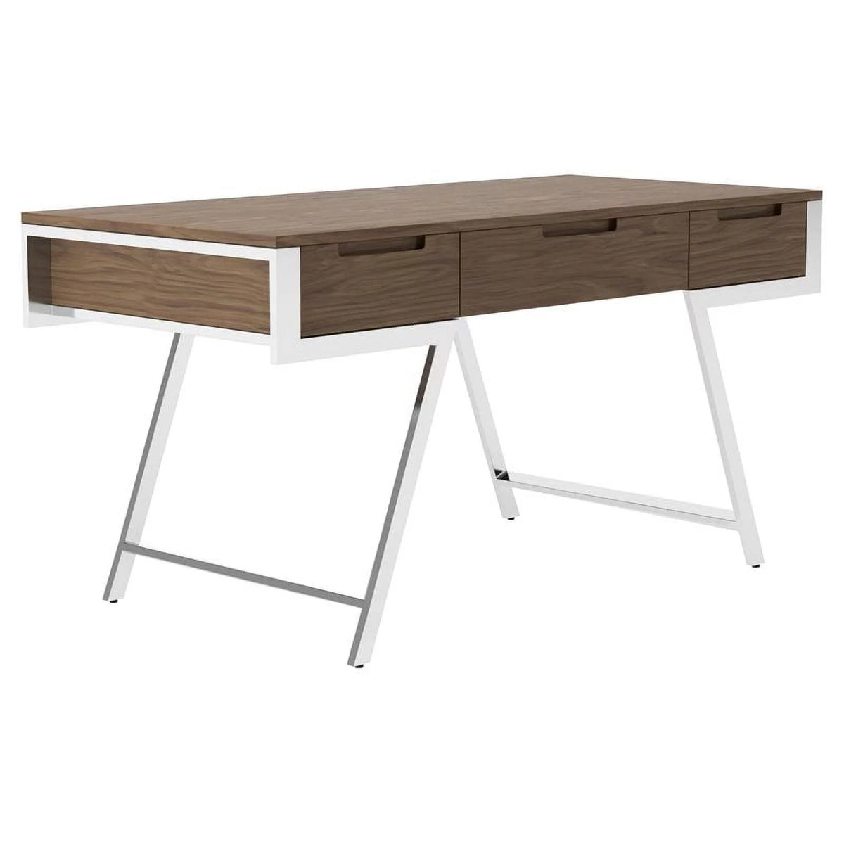 3 Drawer Walnut Chrome Desk J17946