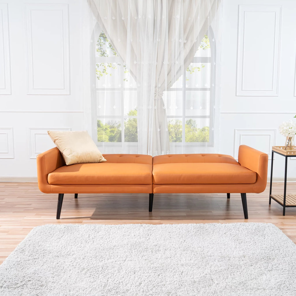 Caramel Air Leather Futon Sofa Bed W351635