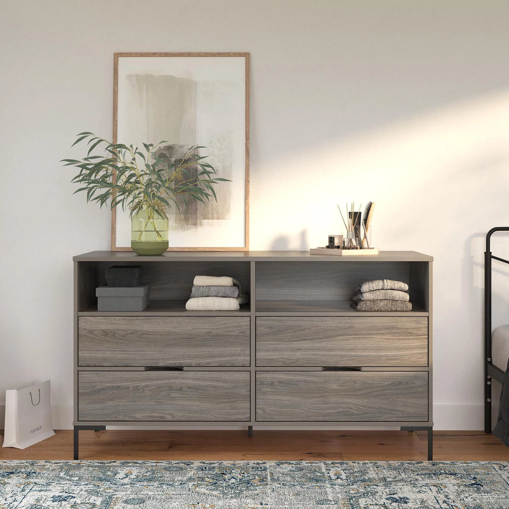 Weathered Oak Wide Dresser B523