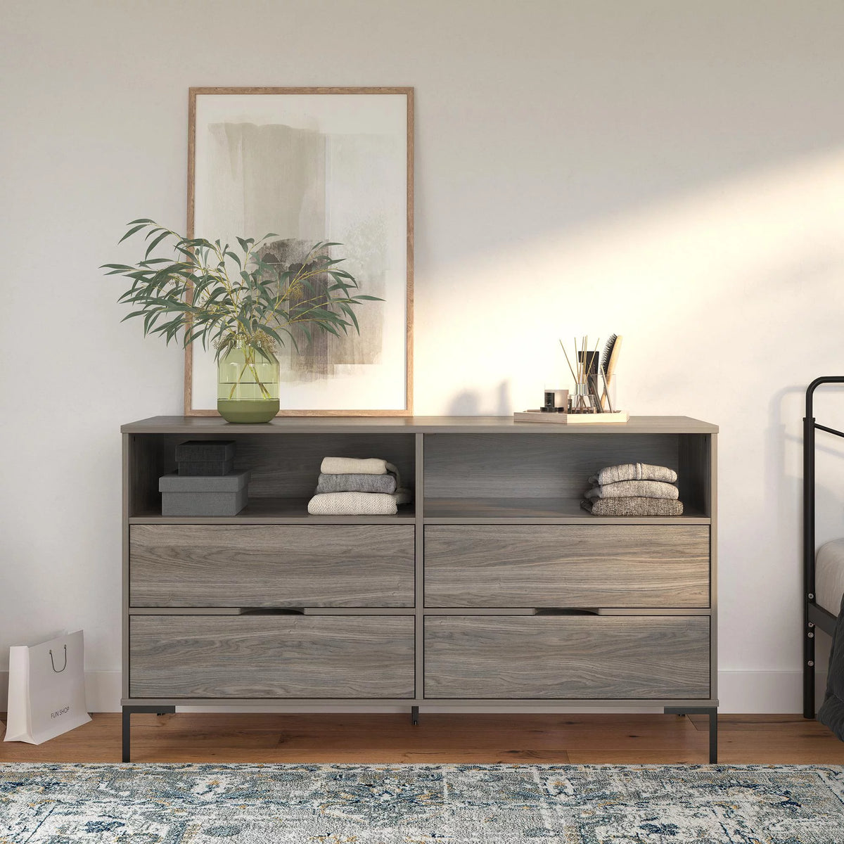 Weathered Oak Wide Dresser B523