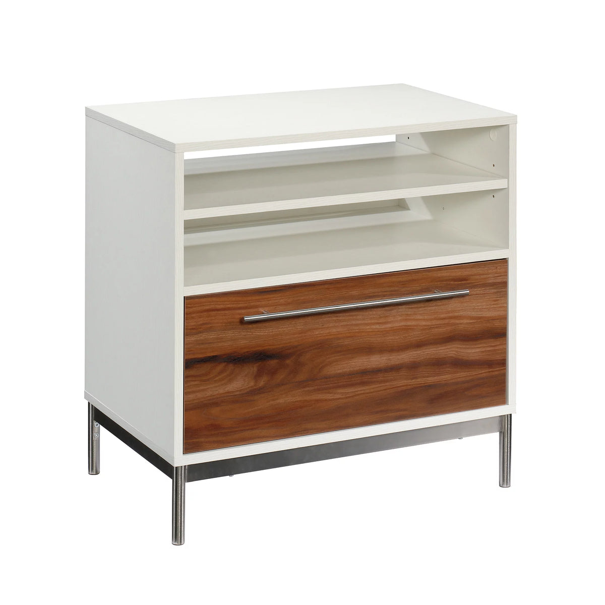 Pearl Oak Finish Lateral File Cabinet with Open Storage U23173
