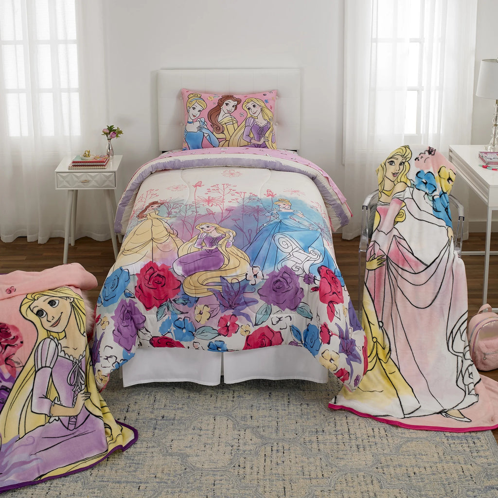 Pink and White Reversible Kids Comforter and Sham Set I289