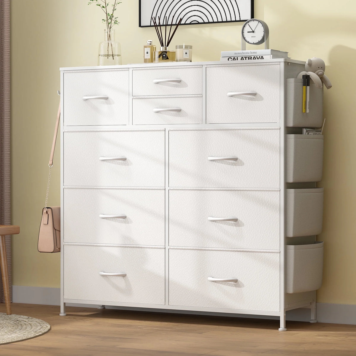 Brown 10 Drawer Fabric Dresser G6697