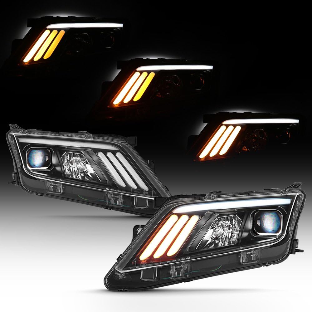 Black LED Projector Headlights Headlamps Left Right J7403