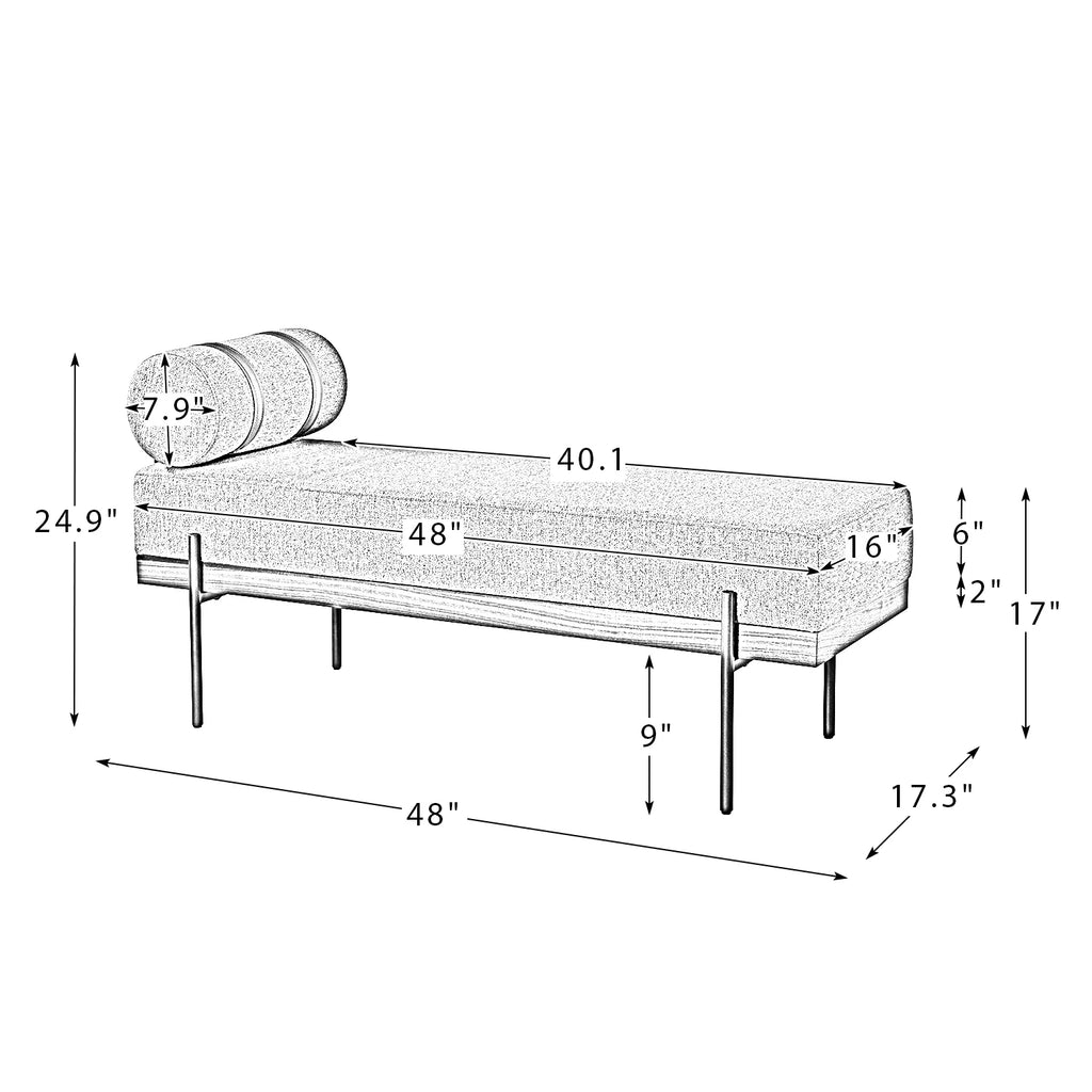 Grey Bedroom Bench with One Pillow I79983