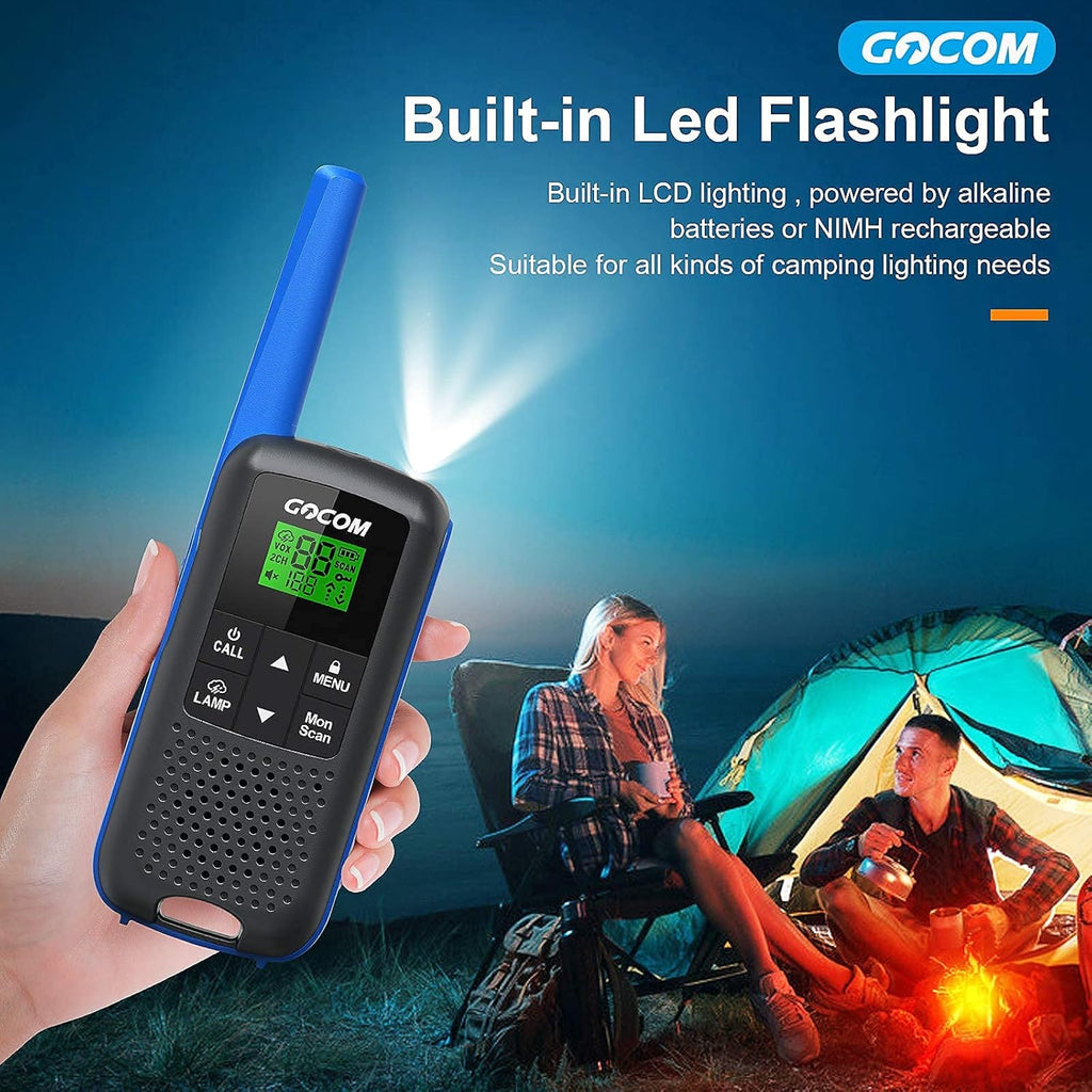 Adults Walkie Talkies Long Range IPX4 Waterproof Two Way Radio Rechargeable 22 Channel 4 Pack A88443