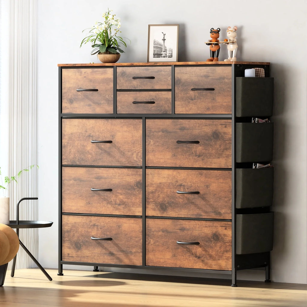 Brown 10 Drawer Fabric Dresser G6697