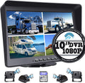 128GB 10.1 Audio Monitor Backup Camera Built-in DVR Dash Cam 1080P HD 4 Split Screen IP69 Waterproof L14451