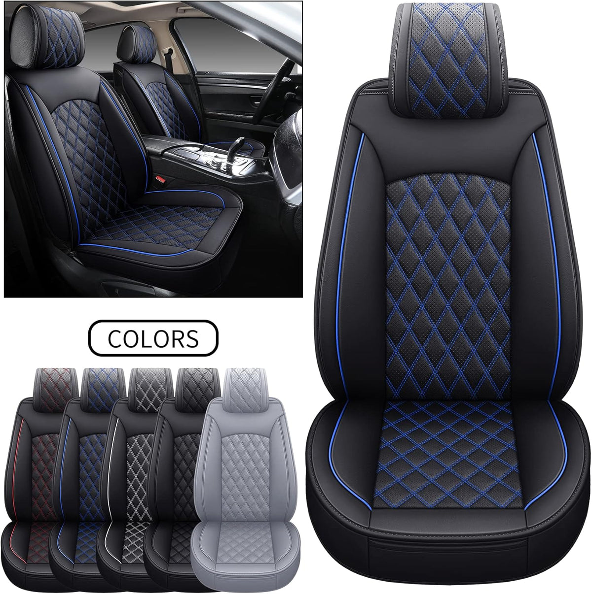 Waterproof Faux Leather Car Seat Covers Full Set N1131