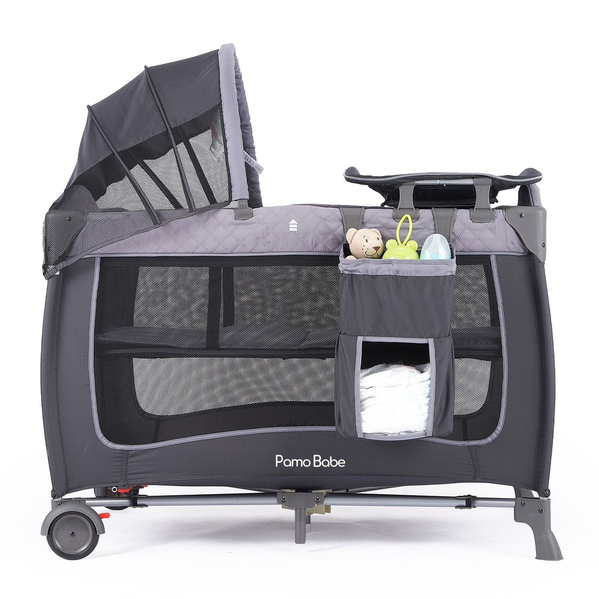 Portable Baby Play Yard with Wheels, Canopy, Changing Table X6600
