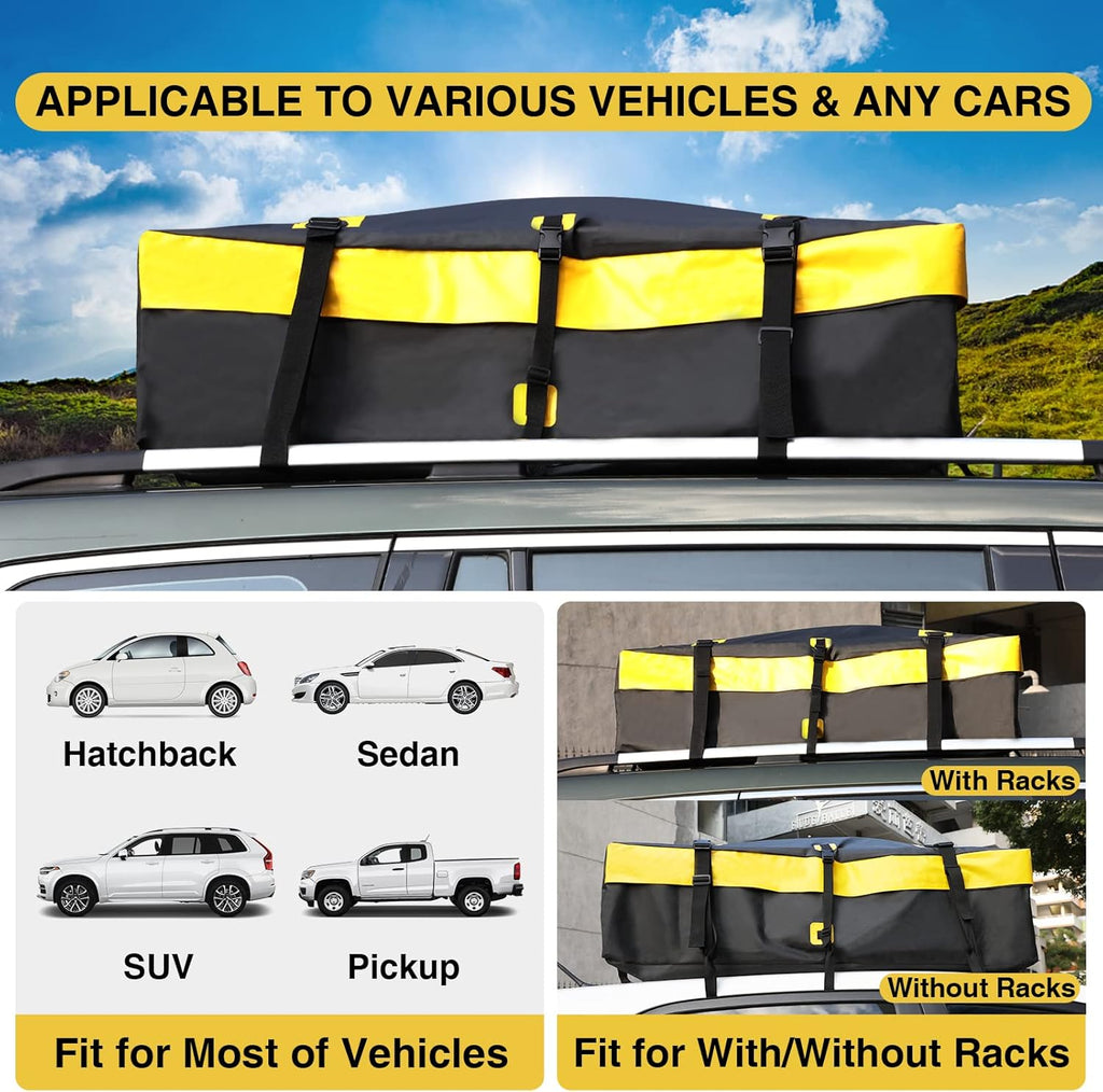 15 Cubic Feet Waterproof Rooftop Cargo Carrier with Anti-Slip Mat B9547
