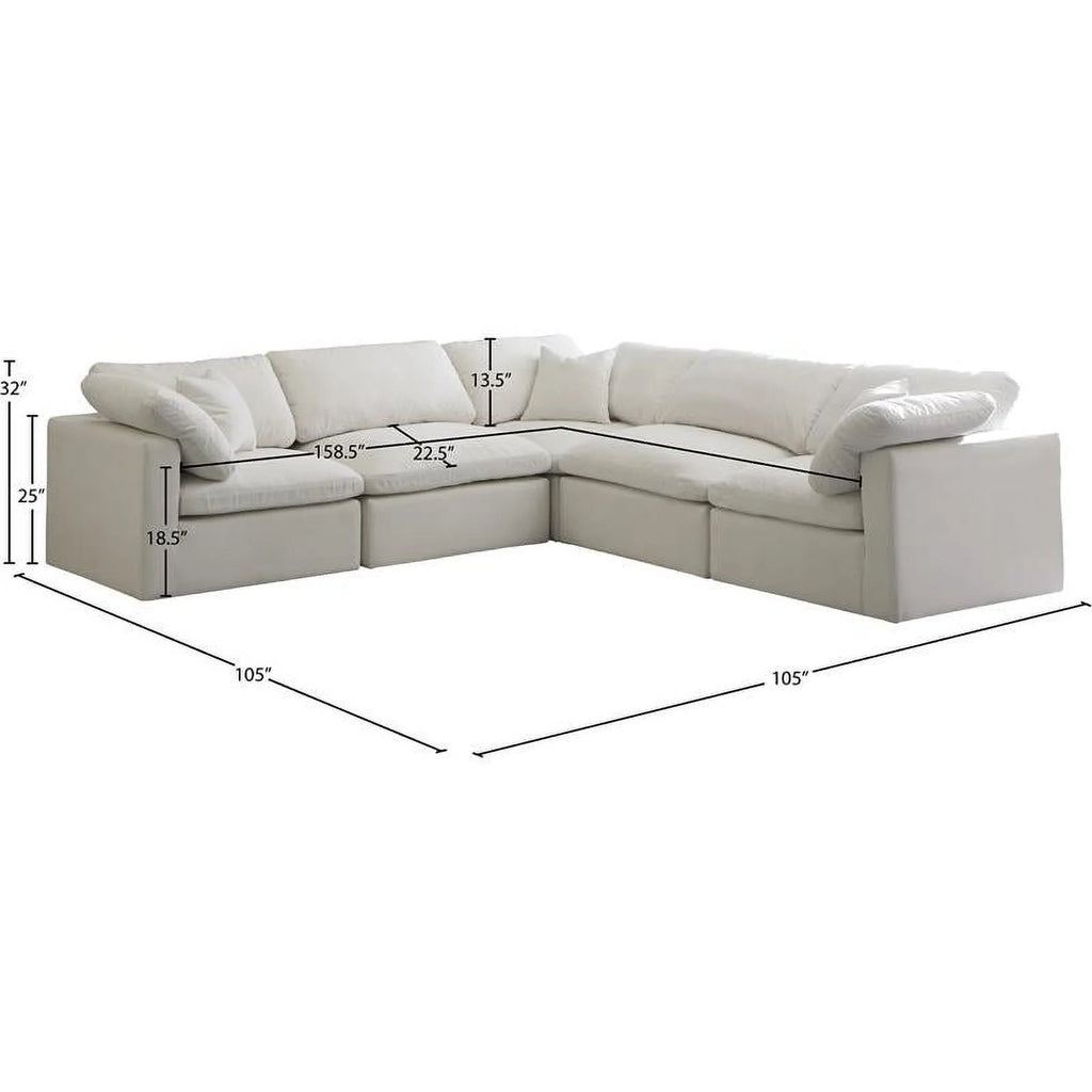 Cream Velvet Modular Sectional M77405